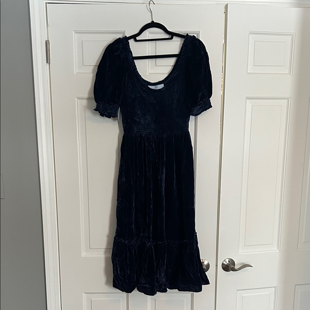Hill House Midnight Blue Velvet Midi Dress